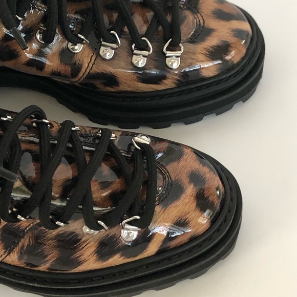 Schutz Lucille Leopard Print Faux Shearling Lined Platform Ankle Boot Size 9 - Picture 7 of 10